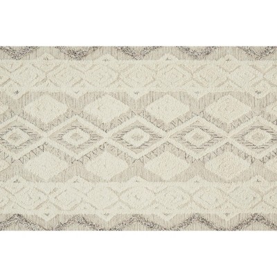 Anica Ivory and Gray Geometric Wool Area Rug