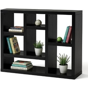 7 Cube Shelf Bookcase Wooden 3 Tier Floor Standing Low Storage Cabinet Display Shelves for Home Library and Office, 7-Cube Low Lattice Bookshelf - 1 of 4
