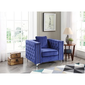 Upholstered Contemporary Accent Chair with Track Arms, Sturdy Construction and Quick Assembly - 1 of 4