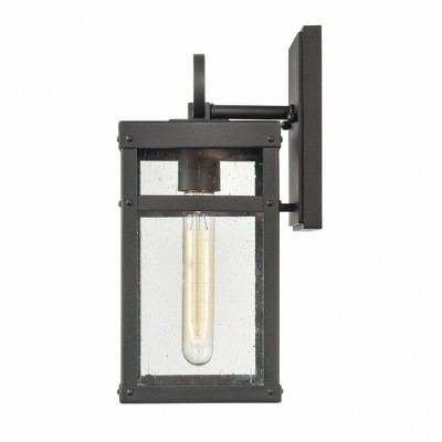 Textured Black Seeded Glass Outdoor Wall Sconce