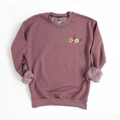 Simply Sage Market Women's Graphic Sweatshirt Embroidered Flower Cluster