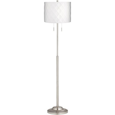 360 Lighting Modern Chic Floor Lamp Thin Brushed Nickel Diamond Drum Shade for Living Room Reading Bedroom Office