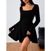 Coolmee Womens Square Neck Bodice Dress Long Sleeve A Line Mini Dresses - 2 of 4