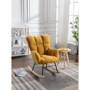 Kumasinova Accent Rocking Chair with Tufted Back,Versatile Nursery Chair for Living Room,Plush Teddy Fabric Rockers with 250lbs Capacity - 1 of 4