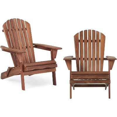 TiramisuBest Solid Wood Chairs Set of 2, Folding Patio Chairs for Outdoor, Lawn, Garden, Deck, Poolside, Firepit, Half Assembled, Brown