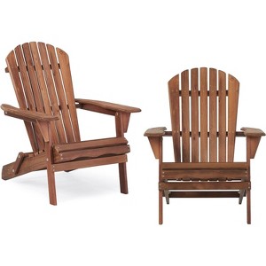 TiramisuBest Solid Wood Chairs Set of 2, Folding Patio Chairs for Outdoor, Lawn, Garden, Deck, Poolside, Firepit, Half Assembled, Brown - 1 of 4