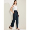 INSPIRE CHIC Women's Tie Knot High Waist Pleated Wide Leg Pants with Pockets - 3 of 4