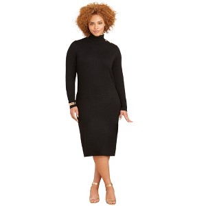 Catherines Women's Plus Size Liz&Me Mockneck Sweater Dress - 1 of 4