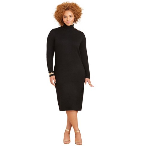 Catherines Women's Plus Size Liz&Me Mockneck Sweater Dress - image 1 of 4