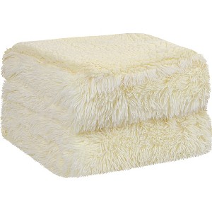 PiccoCasa Luxury Soft Fluffy Shaggy Faux Fur Bed Blanket 1 Pc - 1 of 4