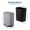 Stainless Steel Trash Can, 3.2 Gallon Lid, Soft Closing Pedal - 4 of 4