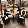 YOOCOZZ Outdoor Patio Weatherproof Wicker Rattan Dining Set with Acacia Wood Tabletop - Black+Cream - 2 of 4