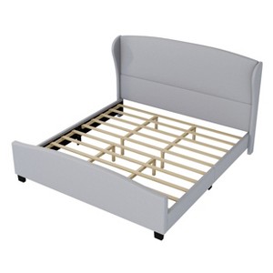 APRILSOUL Size 51" High Headboard Wingback Linen Upholstered Bed No Box Spring Needed - 1 of 4
