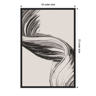 Brushed Black and White Abstract Canvas Wall Art, 16 x 23 Inches