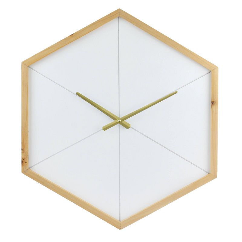 23.5&#34; Wooden Hexagon Wall Clock with Open Face White - Stonebriar Collection, 1 of 10
