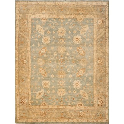 Oushak Hand-Knotted Light Blue Wool 8' x 10' Area Rug