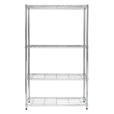 Heavy-Duty Chrome 4-Tier Adjustable Steel Shelving Unit