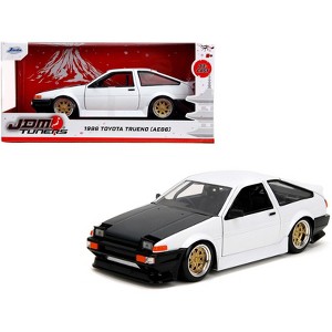 1986 Toyota Trueno (AE86) RHD (Right Hand Drive) White with Black Hood "JDM Tuners" Series 1/24 Diecast Model Car by Jada - 1 of 4