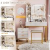Makeup Vanity Desk with Mirror and Lights, Vanity Table Set with 3 Adjustable Lighting Colors, Dressing Table With 5 Large Drawers, White - 3 of 4