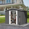 6 x 8 Ft Outdoor Storage Shed, Patio Steel Metal Shed w/Lockable Sliding Doors, Vents, Yard Tool House for Bike Lawnmower,Light Gray - 2 of 4