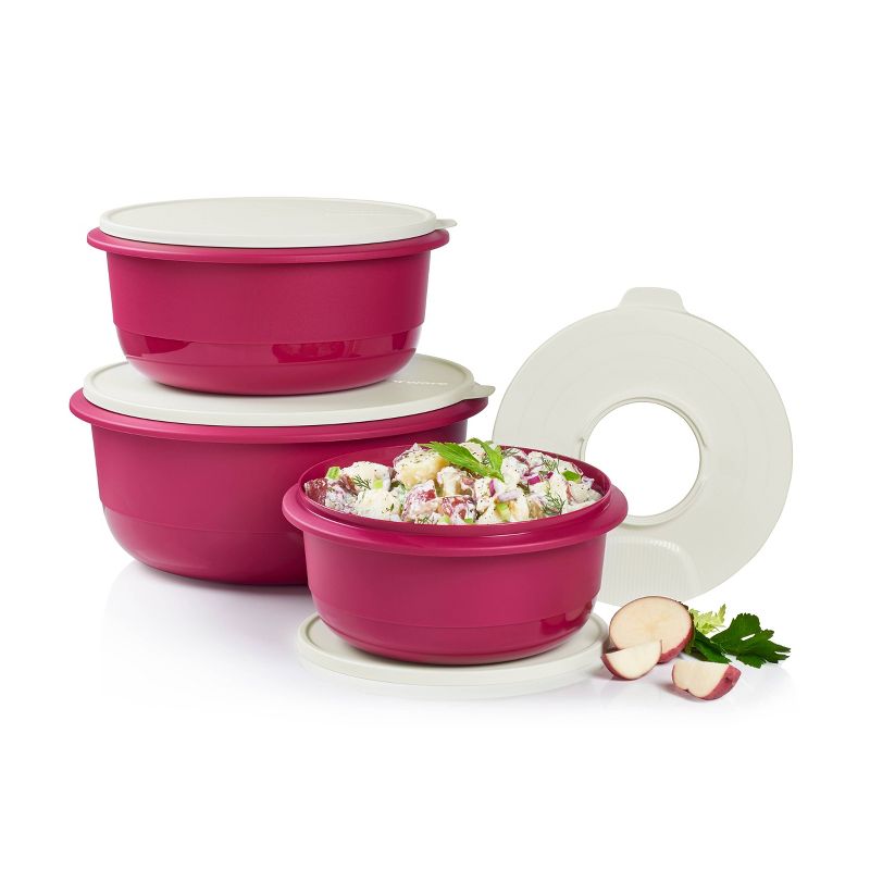 Tupperware 7pc Food Storage Ultimate Mixing Bowl Set Berry Pink, 2 of 8