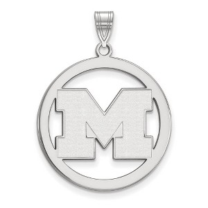 Black Bow Jewelry Sterling Silver Michigan Wolverines NCAA Extra Large Pendant - 1 of 3