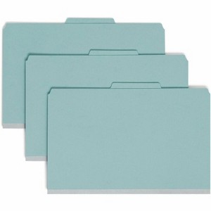 Smead SafeSHIELD Fastener 1-Divider Legal Recycled Classification Folder - Blue - Case of 10 - 1 of 2