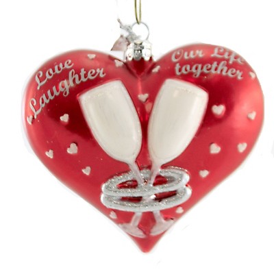 Noble Gems 4.0" Love Laughter Heart Wedding Anniversary Toast  -  Tree Ornaments