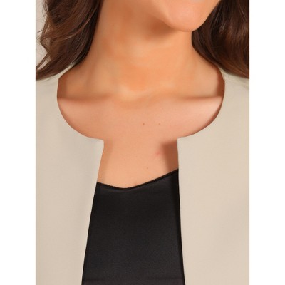 INSPIRE CHIC Women's Half Sleeve Open Front Collarless Cropped Blazer Beige X-Large — фото 5