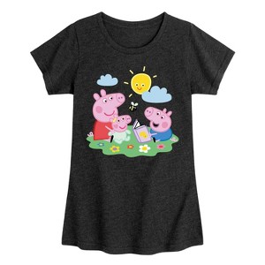Girls' - Peppa Pig - Peppa George Baby Reading Fitted Short Sleeve Graphic T-Shirt - 1 of 4