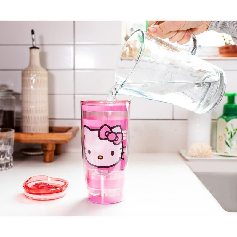 Silver Buffalo Sanrio Hello Kitty Pink Stripes Travel Tumbler with Slide Close Lid | 20 Ounces, 4 of 7