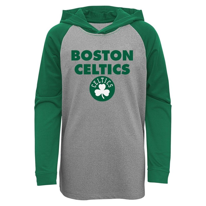 NBA Boston Celtics Youth Gray Long Sleeve Light Weight Hooded Sweatshirt, 1 of 2