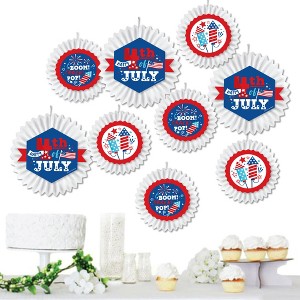 Big Dot of Happiness Firecracker 4th of July - Hanging  Party Tissue Decoration Kit - Paper Fans - Set of 9 - 1 of 4