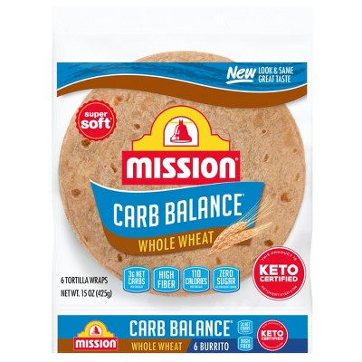 Mission Burrito Size Carb Balance Whole Wheat Flour Tortillas - 15oz/6ct