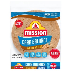 Mission Burrito Size Carb Balance Whole Wheat Flour Tortillas - 15oz/6ct - 1 of 4