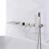 SUMERAIN Wall Mount Tub Faucet with Hand Shower and Waterfall Spout High Flow Rate, Brushed Nickel - 3 of 4