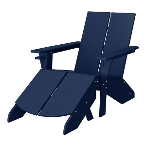 WestinTrends Riviera Outdoor HDPE Modern Adirondack Chair with Folding Patio Ottoman and Cup Holder - 1 of 4