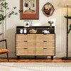 43.31" 6-Drawers Rattan Dresser, Storage Cabinet with LED Lights and Power Outle 4M - ModernLuxe - image 2 of 4