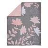 Lambs & Ivy Petals Gray/Pink Sateen Cotton Floral 3-Piece Baby Crib Bedding Set - 3 of 4