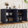 4-Door Fluted Buffet Cabinet with Adjustable Shelves, Retro Sideboard Storage Credenza for Dining Room and Living Room - 3 of 4