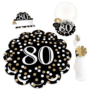 Big Dot of Happiness Adult 80th Birthday - Gold - Birthday Party Paper Charger and Table Decorations - Chargerific Kit - Place Setting for 8 - 1 of 4