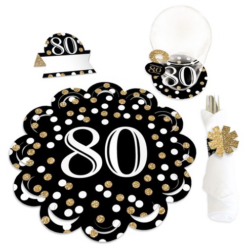 Big Dot Of Happiness Adult 80th Birthday - Gold - Birthday Party Paper ...