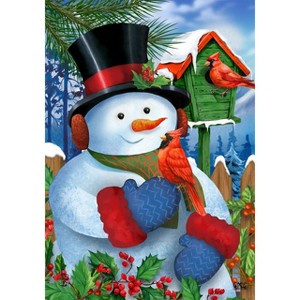 Briarwood Lane House Flag 40x28 For Outdoor Snowman and Cardinals Winter For Winter House Flag - 1 of 4