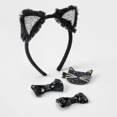 Toddler Girls' Halloween Headband and Clip Set - Cat & Jack™ Black