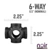 Pipe Decor 1/2 in. Prefinished Matte Black 6-Way Fitting - 2 of 4