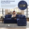 82.6" Velvet Upholstery Convertible L-Shape Sectional Sofa Bed with Wheels Pull Out Bed, USB Ports & Power Sockets - 4 of 4