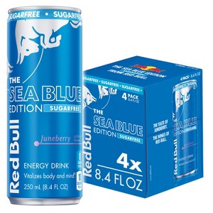 Red Bull Sugarfree Sea Blue Edition Energy Drink - 4pk/8.4 fl oz Cans - 1 of 4