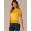 Allegra K Women's Curved Hem Sheer Short Sleeves Floral Lace Blouse - 2 of 4