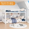 JOYMOR Solid Wood Low Twin Over Twin Bunk Bed for Kids/Junior, Bunk Bed Frame with Guardrails & Ladder for Boys Girls, No Box Spring Needed (White) - 3 of 4
