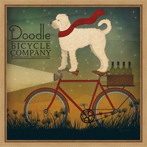 Amanti Art White Doodle on Bike Summer by Ryan Fowler Framed Canvas Wall Art - 1 of 4